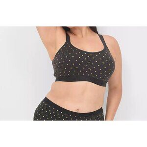 Cacique Lane Bryant Cotton Scoop Neck Lightly Lined No-Wire Bra Polka Dot 46C
